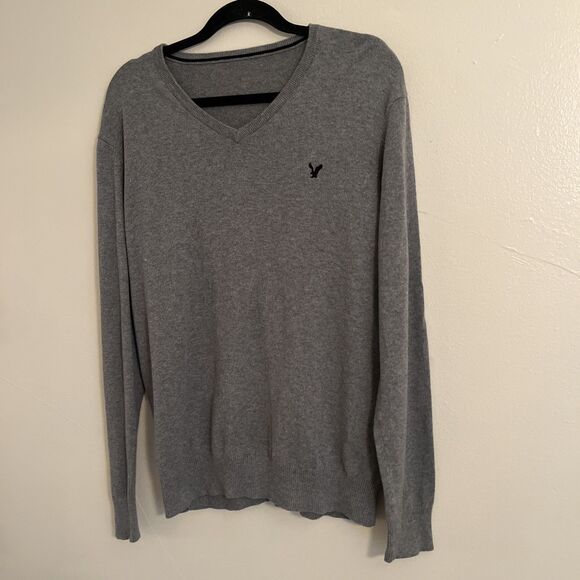 American Eagle Outfitters Early 2000s Cotton V Neck Knit Ribbed Cuff Sweater- L - Picture 3 of 8